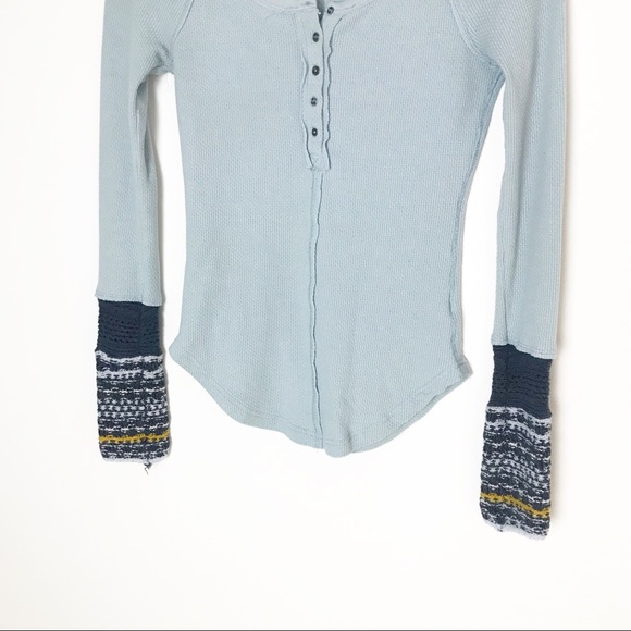 FREE PEOPLE Ski Lodge Crochet Cuff Thermal Top - Picture 4 of 8